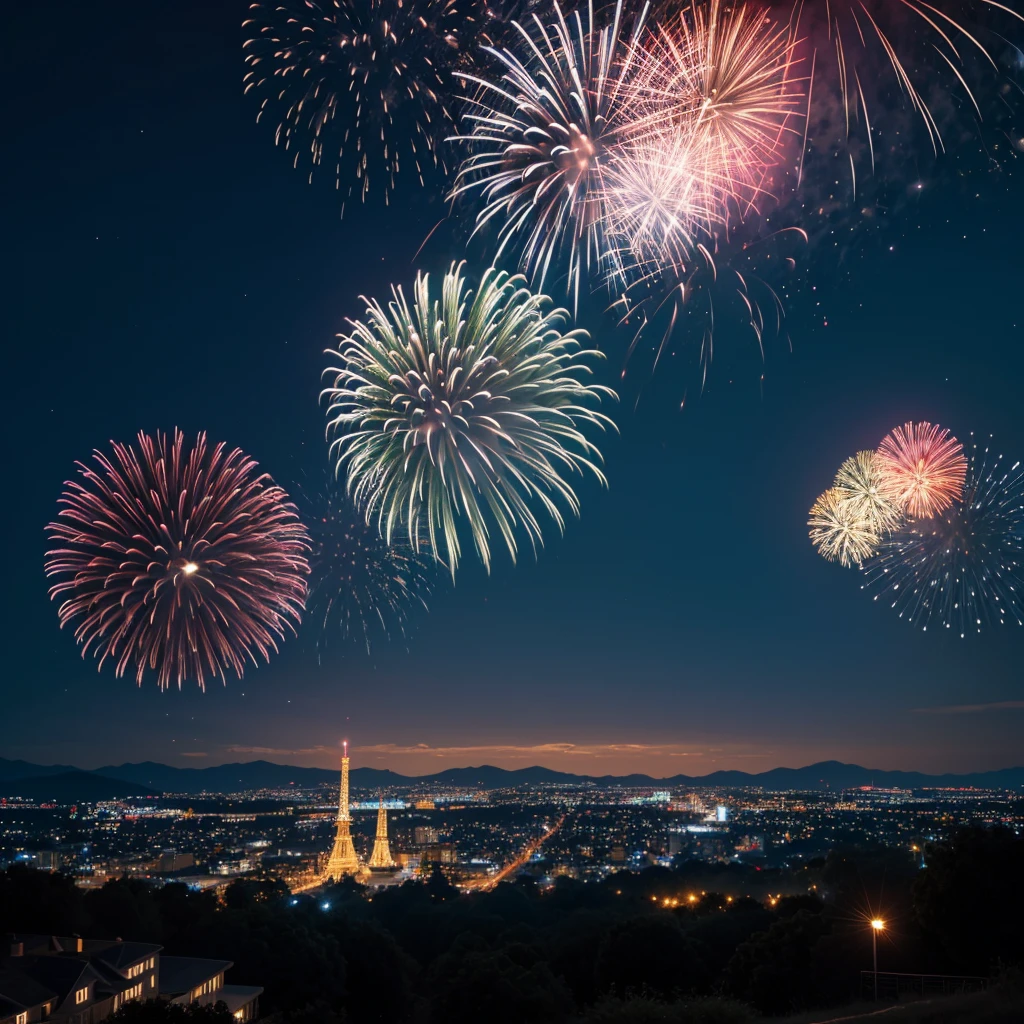 Brilliant fireworks in the night sky