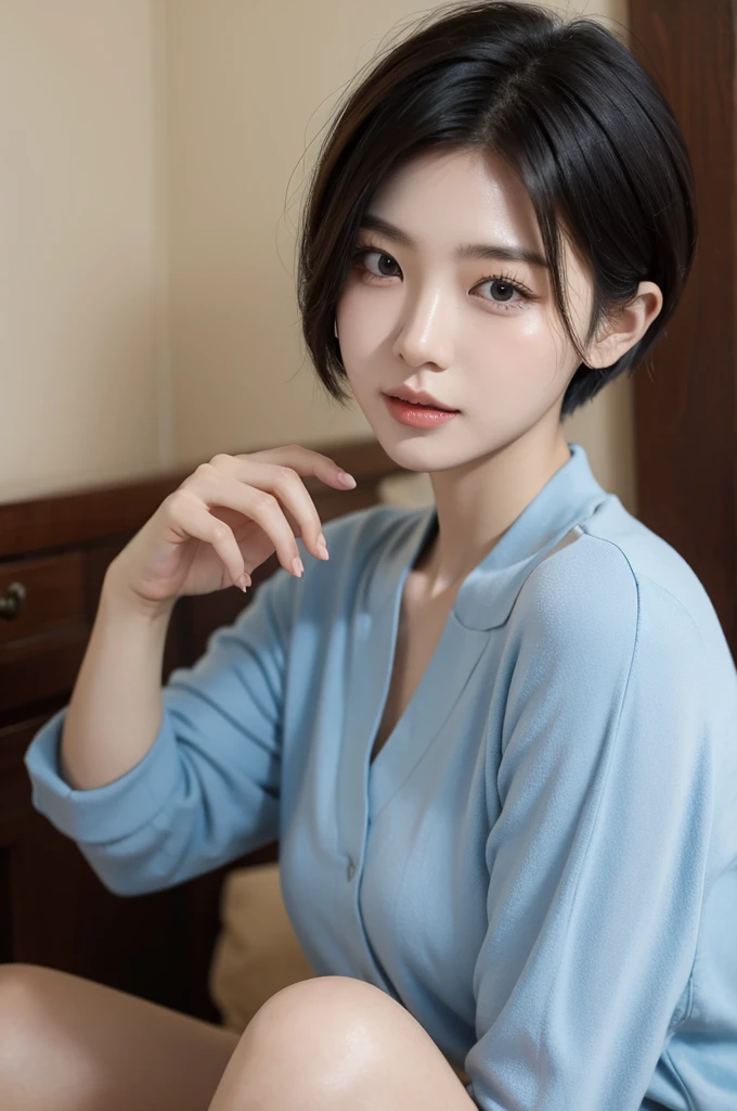 Korean woman with short hair