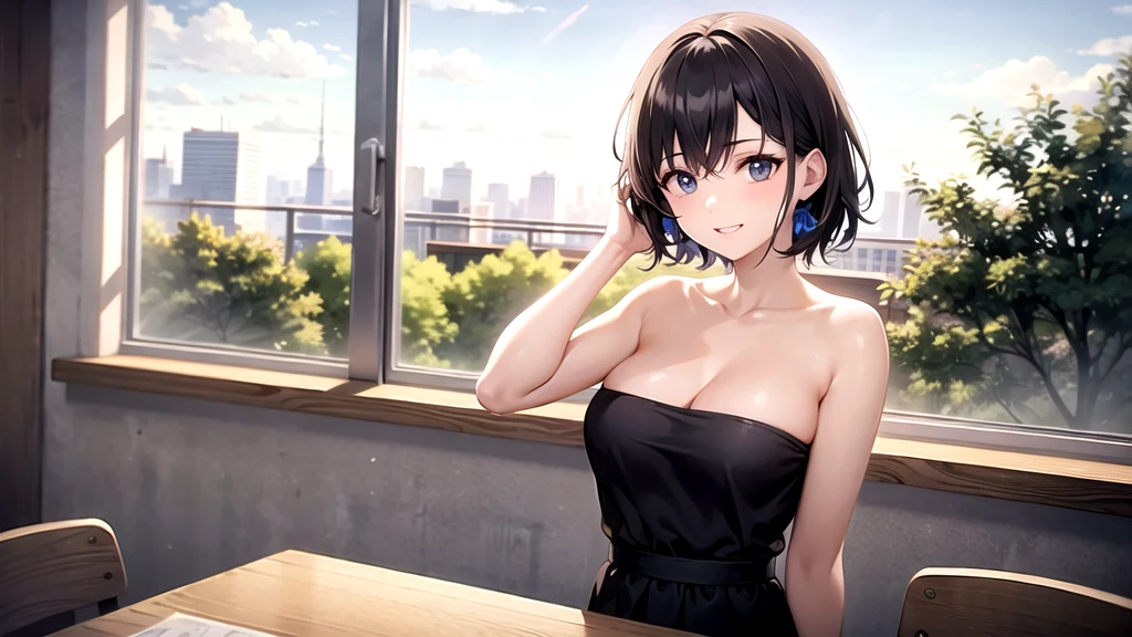 Beautiful view from the classroom and a girl