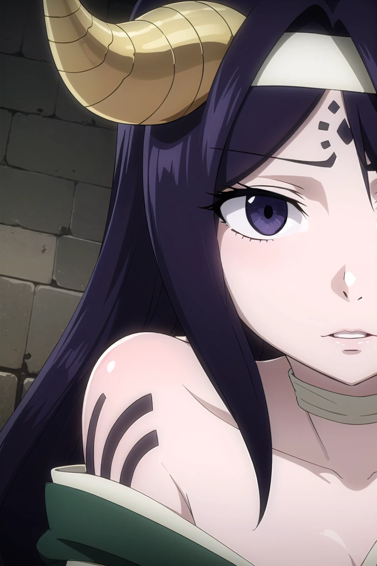 seilah, seilah, long hair, horns, purple hair, facial mark, forehead mark, (purple eyes:1.1), headband,
BREAK cleavage, japanese clothes, horns, choker, wide sleeves, kimono, sash, tattoos,
BREAK cowboy shot, looking at viewer, 
BREAK outdoors,
BREAK (masterpiece:1.2), best quality, high resolution, unity 8k wallpaper, (illustration:0.8), (beautiful detailed eyes:1.6), extremely detailed face, perfect lighting, extremely detailed CG, 