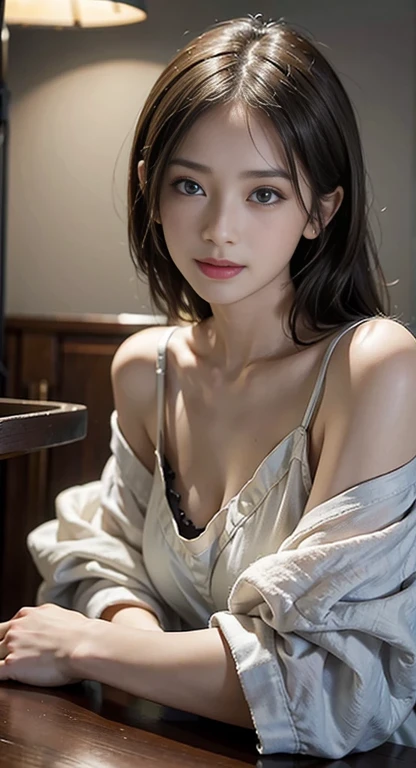 Highest quality、masterpiece、Ultra-high resolution、(Realistic:1.4)、RAW Photos、1 、smile、Low Key、Cinematic lighting,Standing posture,
