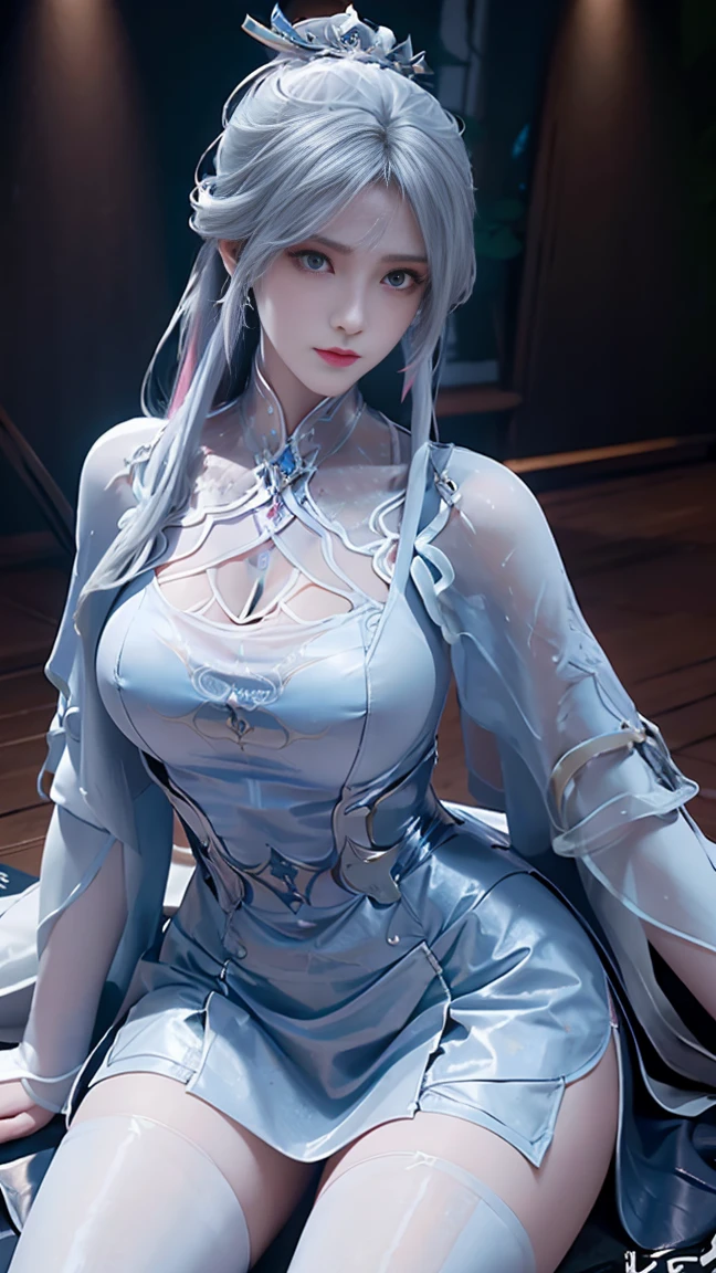 a white hair、Close-up of miss wearing white mask, Beautiful character painting, Gu Weiss, Gurwitz-style artwork, White-haired god, author：Yang Jie, Epic and beautiful character art, Stunning character art, author：Fan Qi, by Wuzhun Shifan, pixiv Art Street Guviz, Single ponytail, insult, High Ponytail, Tall and big, Long legs, (Sleeveless lace shirt), (shorts), (Striped )), ((Striped )), Walk, elegant, dignified, miss, Beautiful curves, sweet smile, Strong sense of detail and layering, color丰富绚丽, Has a unique texture, rich and colorful, color, vivid, Design Art, 16K, Very detailed, {{illustration}}, {Extremely refined}, {Exquisite surface treatment}, Very detailed, Delicate and shining eyes, {{Light}}, 极致Light效果, Model: realism, CFG size: 12, Laura: Bright texture (1.35), high quality, masterpiece, Exquisite facial features, Delicate hair depiction, Detailed depiction of the eyes, masterpiece, best quality, Light線追蹤, Extremely detailed CG unified 8k wallpaper, masterpiece, best quality, (1 girl), 完美miss身材, (((Skinny white T-shirt))), beautiful eyes, (Delicate face), Black short hair, Tie your hair up, Light blue hairpin, Black silk frame glasses, in class, (White skin), (Optimal Lighting), (Super intricate details), 4K Unified, (Very detailed CG), Showing off her white legs, , Hot Pants, shorts,性感Long legs, Thin waist, Sweat is running down my waist, Showing belly, Extremely detailed depiction, Pink Hair, Asymmetrical bangs, Transparent clothes, Hands on thighs, 把目Light移開, 8k resolution, Raise an eyebrow, Shiny hair, flower head, Wristband, bandage，Leather sexy pose, simple grey background, Crawl to the audience, Kitten pose, Get on all fours,