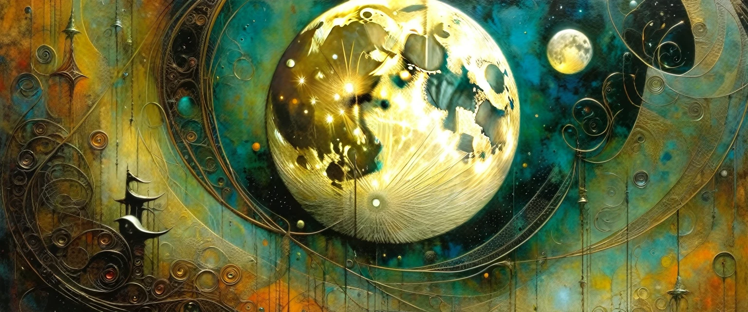 the moon, Artwork inspired by Dave Mckean, intricate details, oil painted
