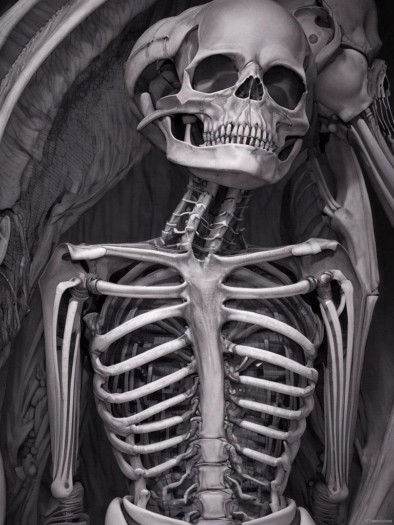 Man with angelic body, anatomical, with technological skeleton parts, white face, with clear eyes, angelic, with fluorescent regions, background with a tree with fluorescent regions, 8K, Realism, Full HD, 3D
