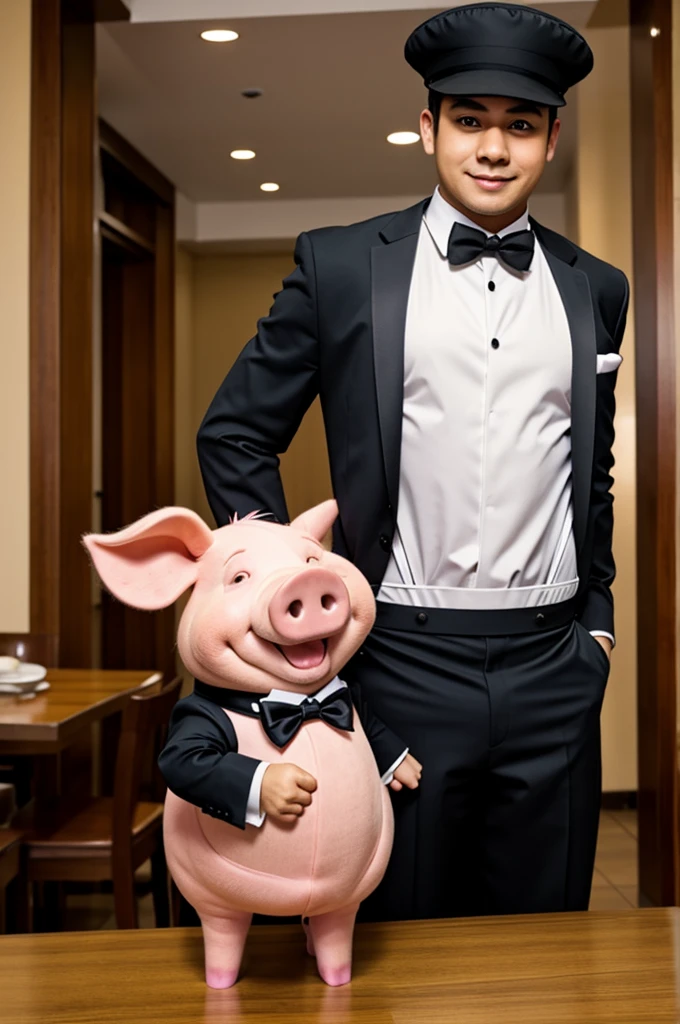 A pig dressed as a waiter, whatever anime