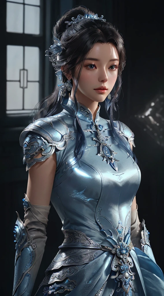 a close up of a young man in a silver and blue dress, chengwei pan on artstation, by Yang J, detailed fantasy art, stunning character art, fanart best artstation, epic exquisite character art, beautiful armor, extremely detailed artgerm, detailed digital anime art, artgerm on artstation pixiv, armoured man
