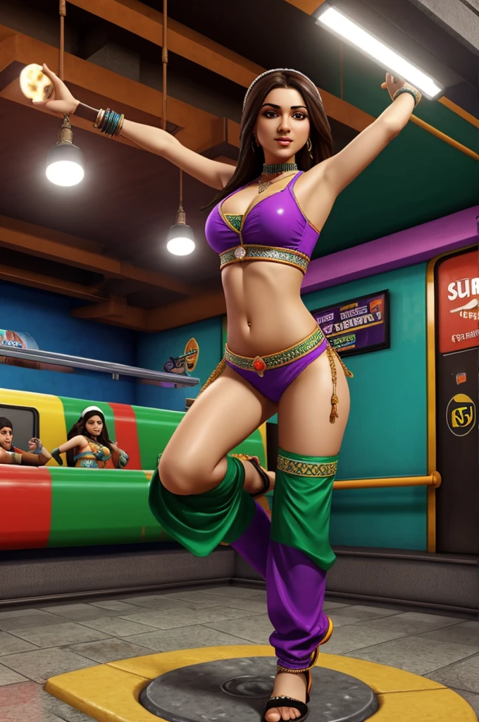 Tricky (Subway Surfers, animated) belly dances to longest darbuka solo with her navel exposed