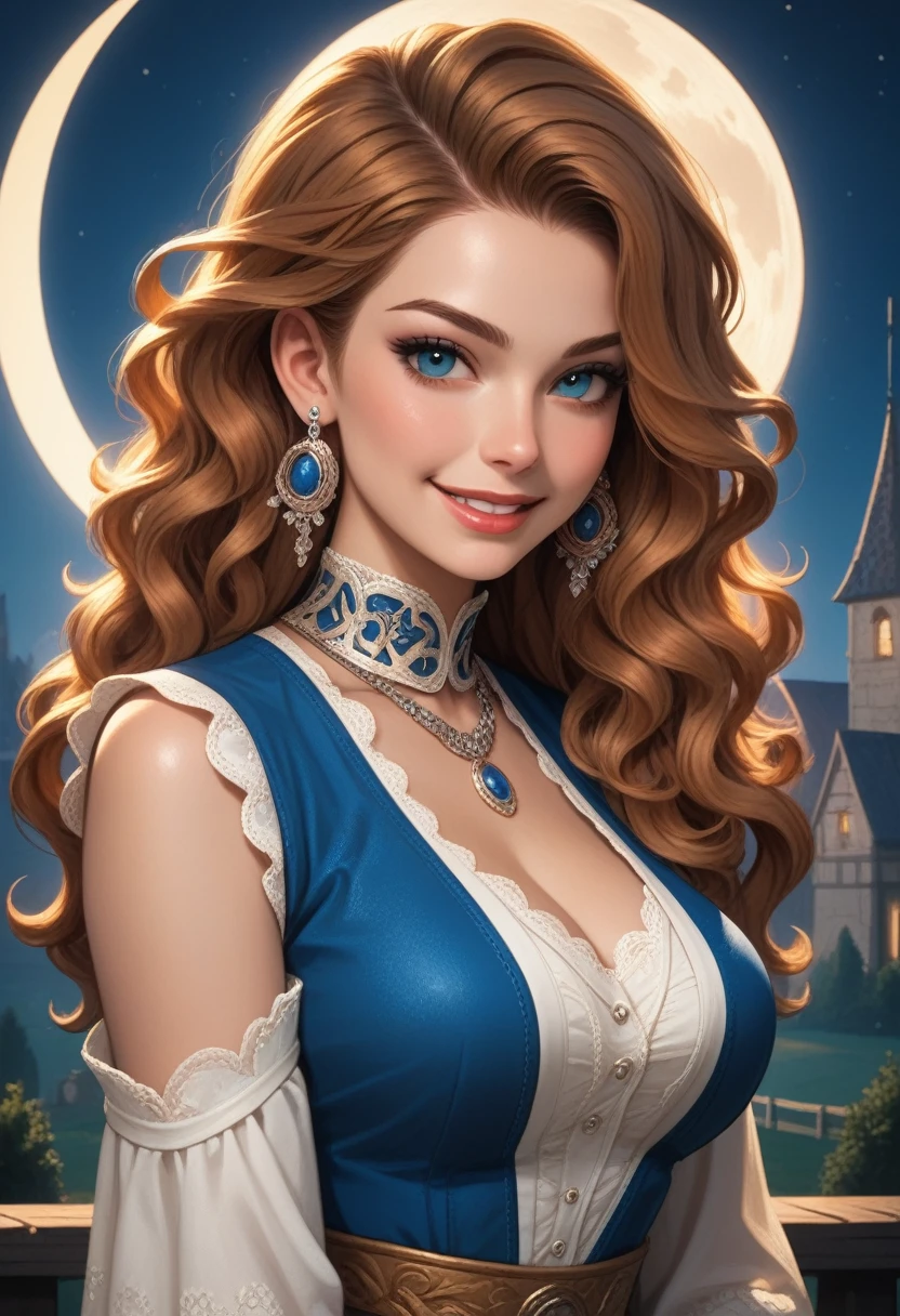 score_9, score_8_up, score_7_up, score_6_up, rating:safe, 1girl, solo, black_hair, wavy_hair, jewelry, dress, blue_eyes, earrings, long_hair, looking_at_viewer, curly_hair, upper_body, lips, lace, blue_dress, (night:1.3), cxqz8r, medieval_dress, medieval_landscape, fullmoon, rpg, outstretched, (young:1.2), smile, (goddess), very nice, hair_over_breasts, hair_censor
