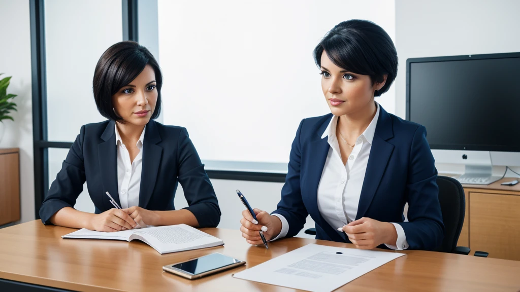 a woman working in the office, corporate businesswoman, office interior, desk, computer, papers, coffee mug, focused expression, business attire, pencil skirt, blouse, high heels, short black hair, blue eyes, (best quality,8k,highres,masterpiece:1.2),ultra-detailed,photorealistic,photo-realistic:1.37,realistic,professional,studio lighting,vivid colors
