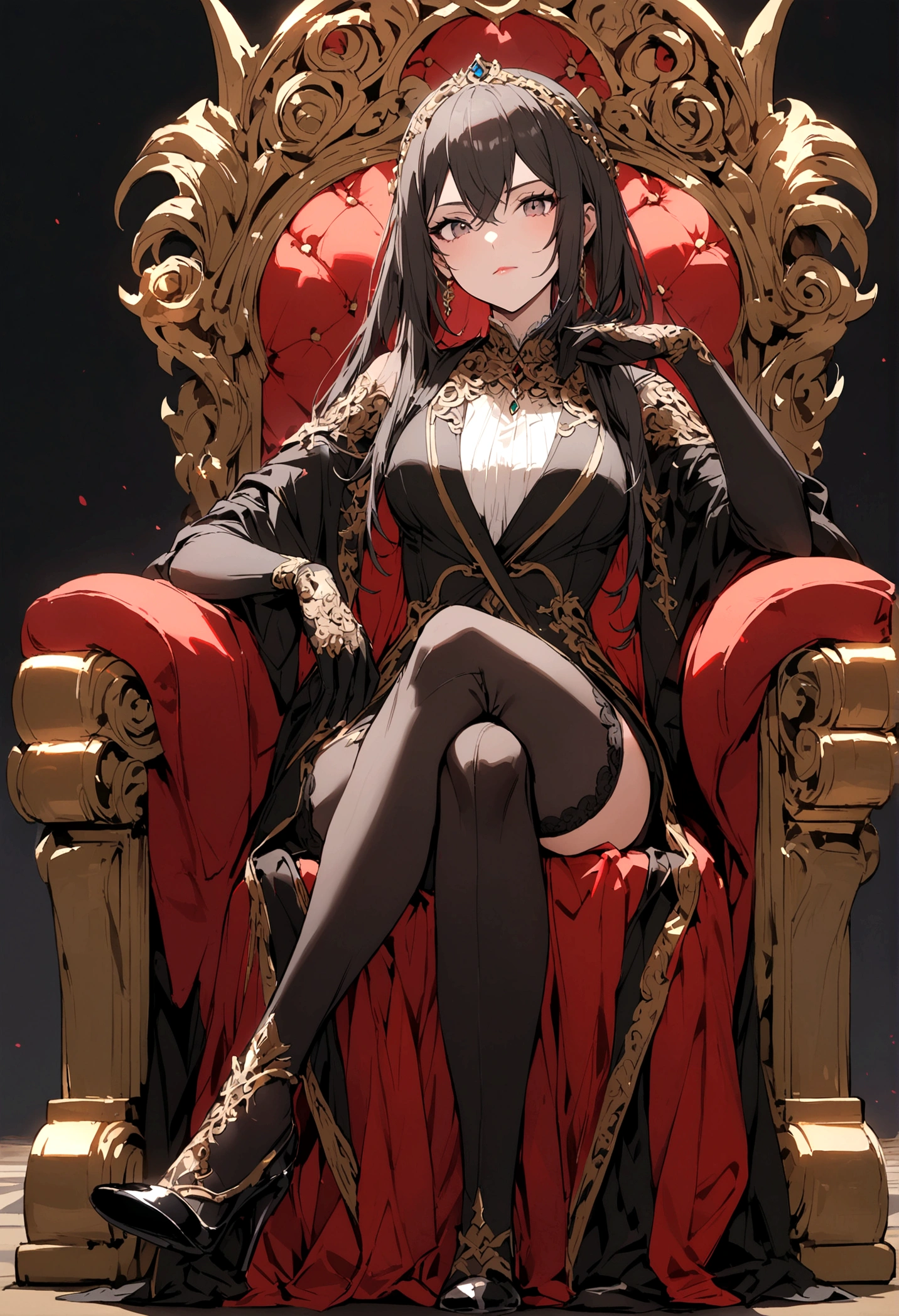 woman crossed legs throne