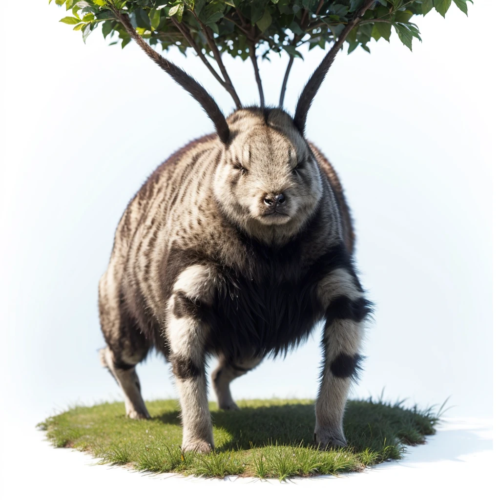 Big Animaly, spider mixed with grass, silver colour skins, Grassroots background, (white background simpleks)