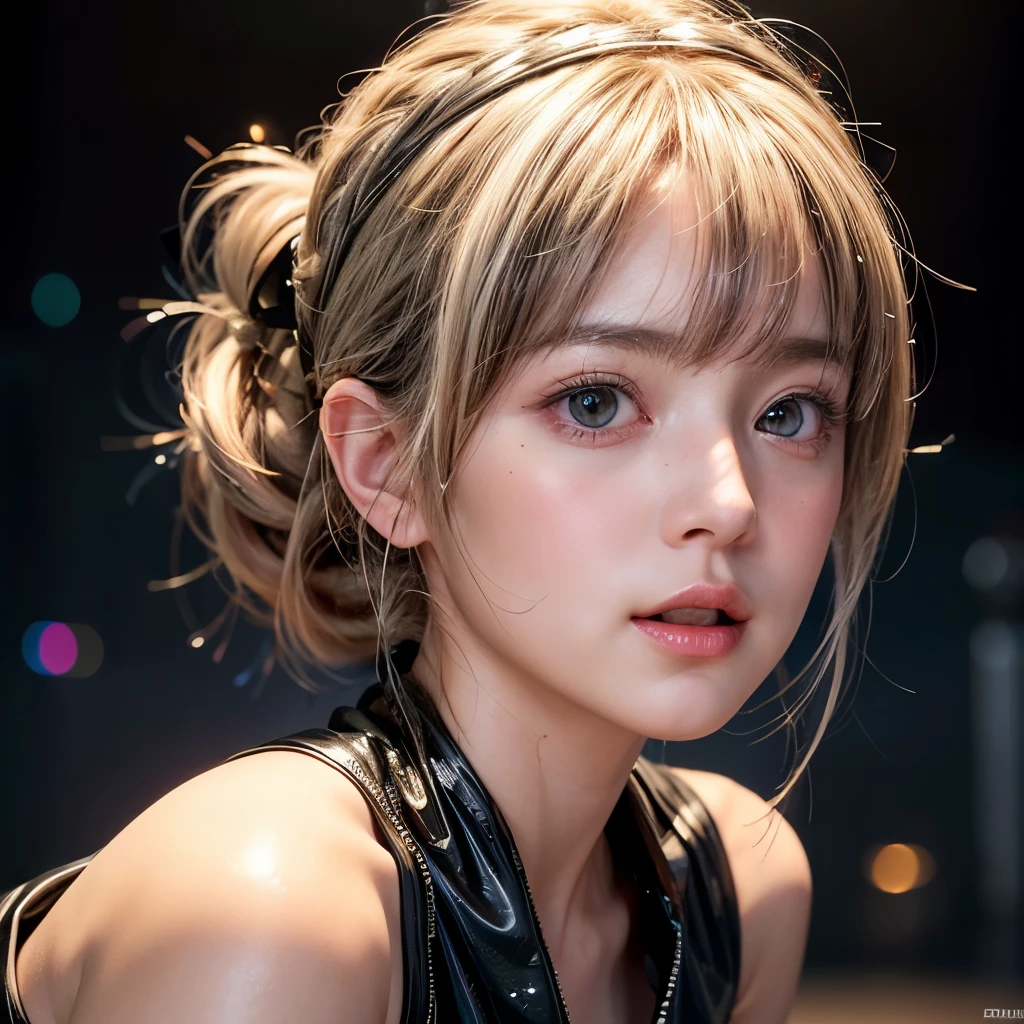 NSFW, 8k, High-level, absurd, masterpiece, best quality, primitive, very detailed CG, very detailed wallpaper, perfect lighting, Extremely detailed (((The personifying " Daryl Christine Hannah as Pris Stratton in Blade Runner " as a Little Girl))), MysticSight, Tyndall effect, Tyndall scattering, Studio gray background with (many Dazzling RainbowColor particles BokeH:1.28), (RoundlyButts, ThighGap), (Exposed:0.4), (Assfocus with looking ahead), BREAK (NOGIZAKA face variations) Extremely Detailed very KAWAII face variations, perfect ???????, Childish, captivating gaze, elaborate detailed Eyes with (sparkling highlights:1.28), long eyelashes、Glossy RED Lips with beautiful details, Coquettish tongue, Rosy cheeks, Radiant PearlSkin with clear transparency . { (Dynamic LifeLike expressions:1.4) | :d) }, (large eyes:-1) .