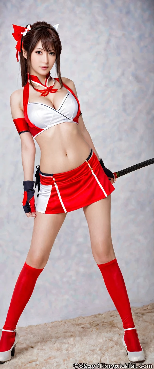 Real girl portrait chinese girl mai shiranui cosplay full body pose no bra