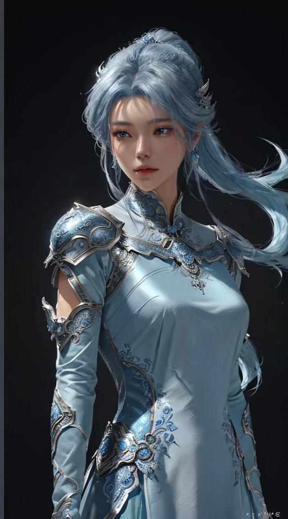 a close up of a young man in a silver and blue dress, chengwei pan on artstation, by Yang J, detailed fantasy art, stunning character art, fanart best artstation, epic exquisite character art, beautiful armor, extremely detailed artgerm, detailed digital anime art, artgerm on artstation pixiv, armoured man