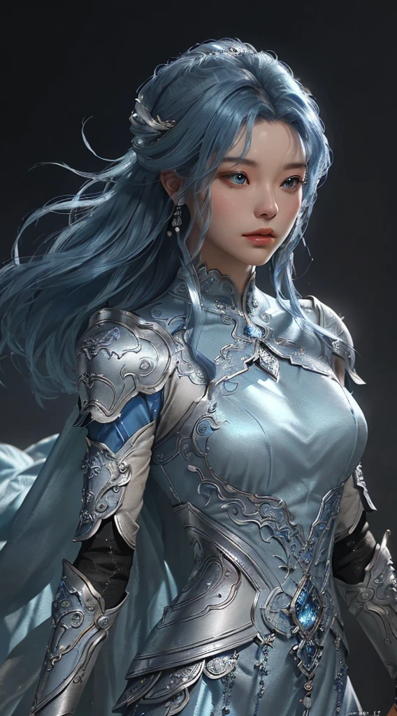 a close up of a young man in a silver and blue dress, chengwei pan on artstation, by Yang J, detailed fantasy art, stunning character art, fanart best artstation, epic exquisite character art, beautiful armor, extremely detailed artgerm, detailed digital anime art, artgerm on artstation pixiv, armoured man 