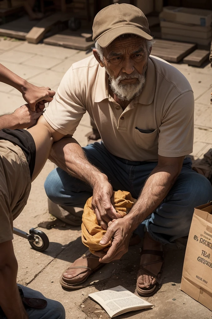 A man helping the needy
