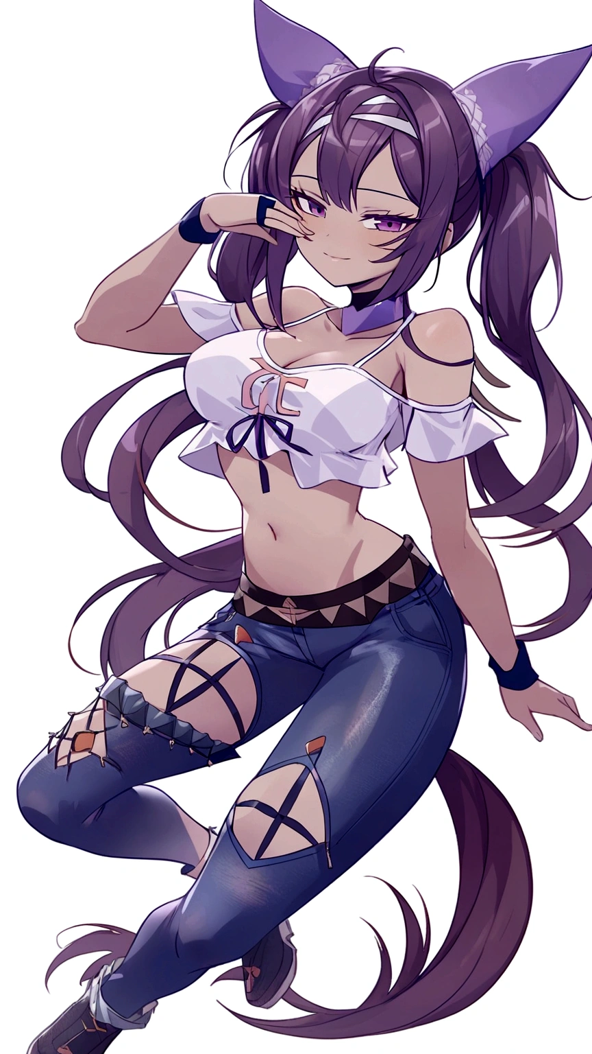 change his face, purple hair, with two thin pigtails that fall downwards full body full legs and shoes