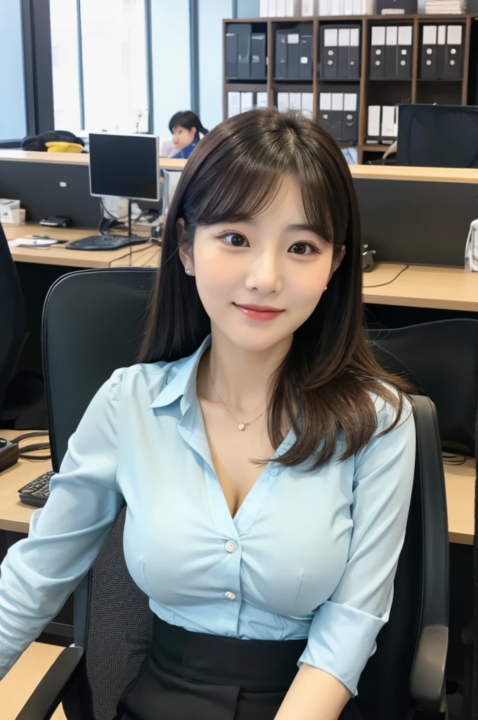 Korean woman, Office workers, Cute face, big bust