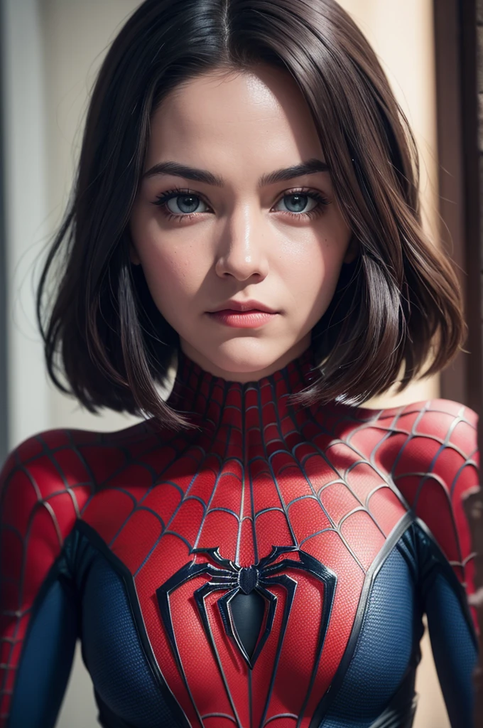 A photograph of Spider-Man, without mask, the 20s, bonitas, face detailed, looking at the camera, portraite, 8k hd, high qualiy