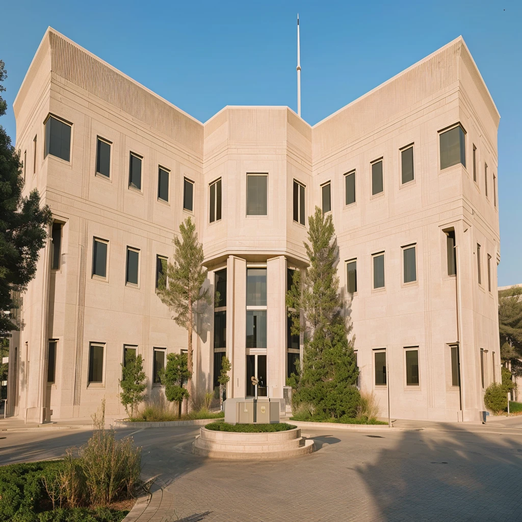 there is a large building with a clock on the front of it, office building, research complex, research center, building facing, private academy entrance, modern technology building, the photo shows a large, arhitectural shot, centre image, wide angle exterior 2022, full building, ameera al taweel, full - view, medical complex