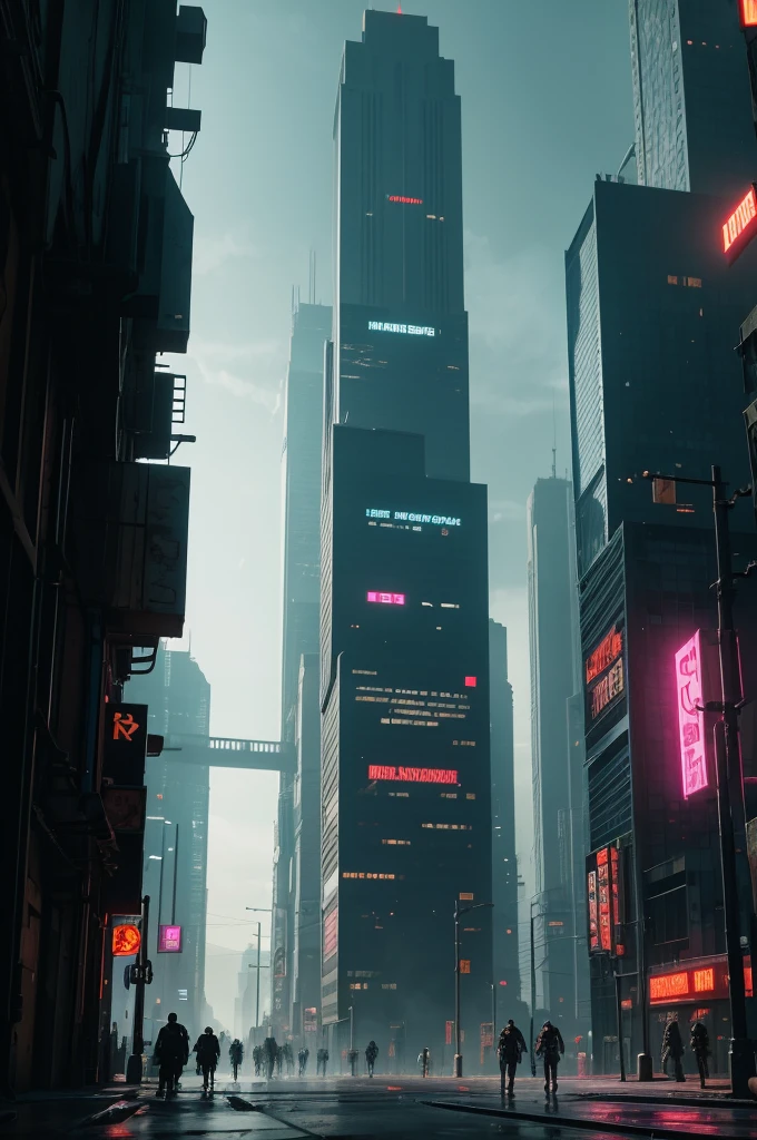 Create a cyberpunk scenario in a post-war dystopian world