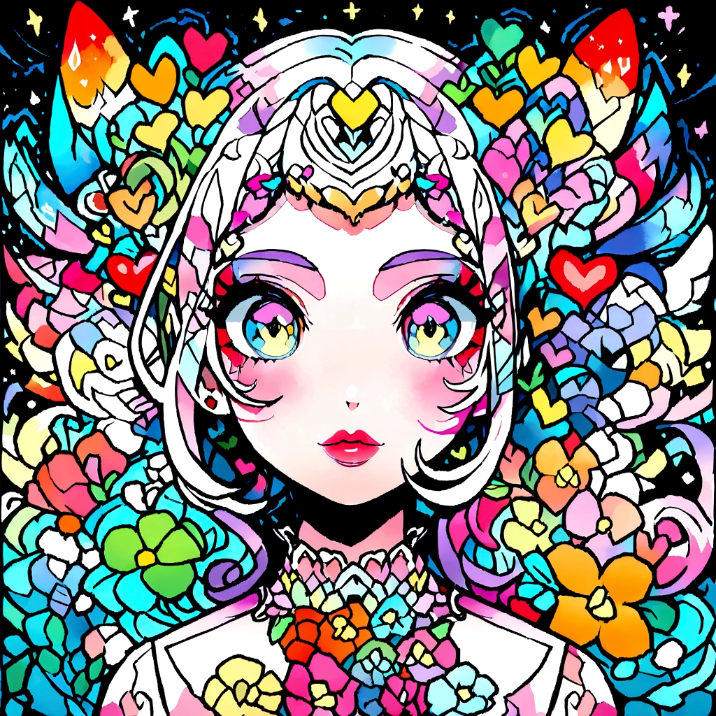 Nagato Kasuya Style、(((stylish fashion))), 8K Quality、Intense watercolor, Detailed watercolor art, Watercolor splash, Surreal, avant-garde pop art, Beautiful and expressive paintings, Beautiful artwork illustration, Very colorful tones, wonderful, Cool beauty, highest quality、Official Art, Vector art, Stylish design, (((The most beautiful girl))), (((highest quality))), HDR, ((detailed)), (((Doodle Art)), ((masterpiece)), ((Super detailed)), (((Colorful flowers))), colorful hearts, (((Stylish))), Lips in love