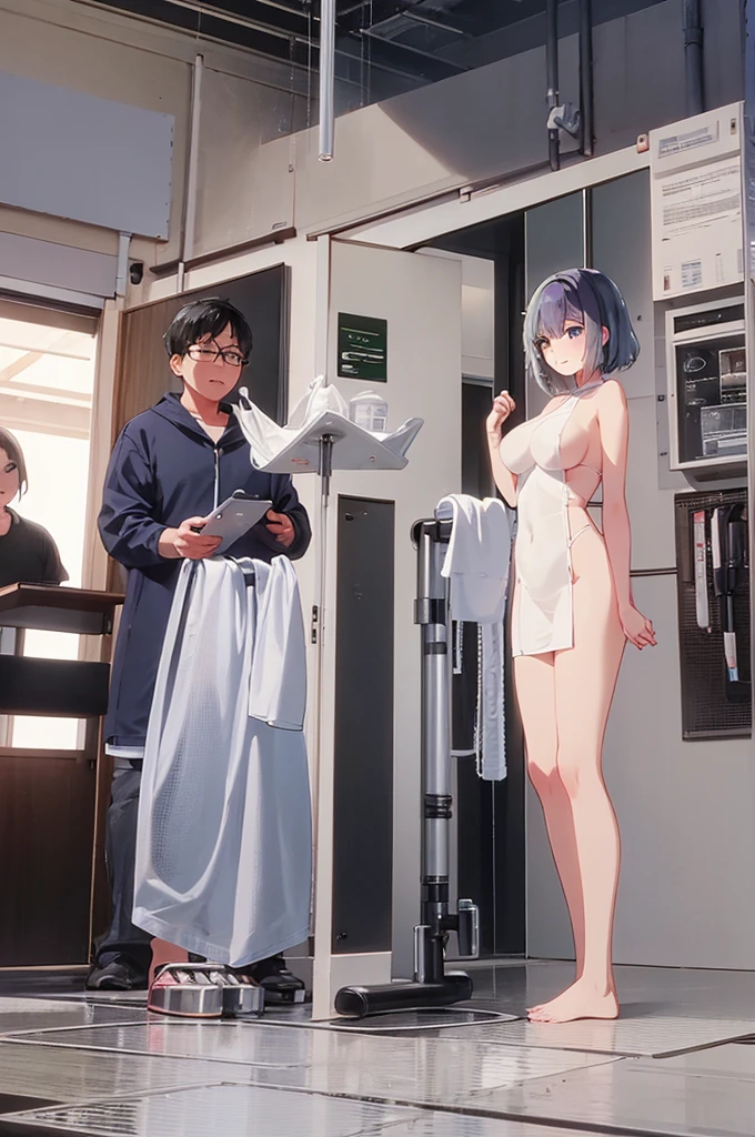 Highest quality、Ultra-high quality、One man、One woman、A man stands behind a woman、Woman washing her body、Female organに指を挿れる、high school student、short hair、Completely naked、Large Breasts、Female organ、smile、Water gets all over your body、My face is wet with white fluid、Dripping saliva、Female organから白い液が流れる、Nipples get erect、White fluid coming out of nipples、On the floorで四つん這いになる、Bathroom、On the floor
