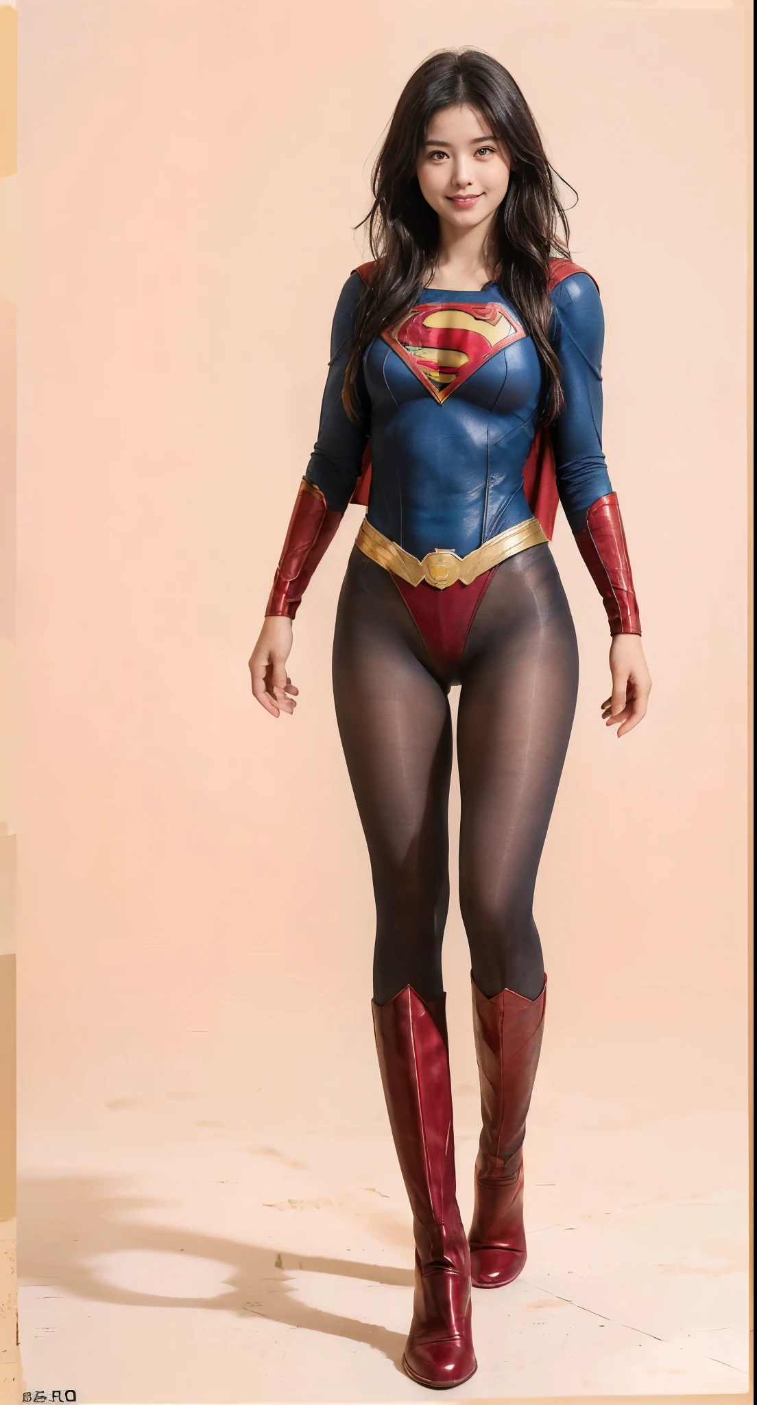 No background、She always has her mouth open、She always has a troubled look on her face、Always close your eyes、(((Beautiful legs in black tights.)))、(((Stretch your legs、expensive、美しいsmileを表現する)))、((((Make the most of your original images)))、(((Supergirl Costume)))、(((Beautiful Short Hair)))、(((smile)))、(((Black tights legs、Wear red boots)))、((Best image quality、8K))、((Highest quality、8K、masterpiece:1.3))、(((Preserve background )))、Sharp focus:1.2、Beautiful woman with perfect figure:1.4、Slim Abs:1.2、Wet body:1.5、Highly detailed face and skin texture、8K