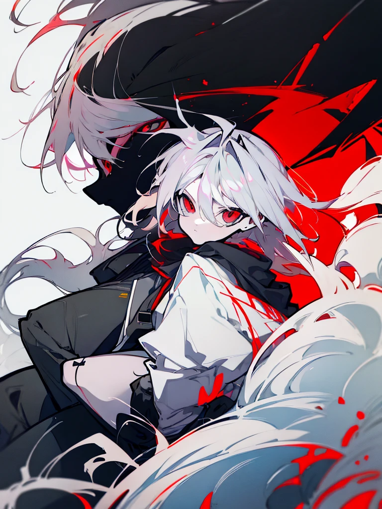 Anime characters with white hair and red eyes, Ken Kaneki, Tokyo Ghoul, 2 B, 2B, Evil Smile and Glow Eyes, [[[grin]]]]], Evil Smile, Trigger Anime Art Style, 8 k