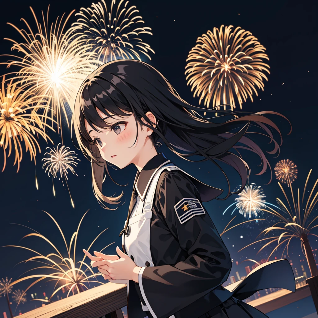 Stock Illustration、Black Background、uniform、Fireworks pattern
