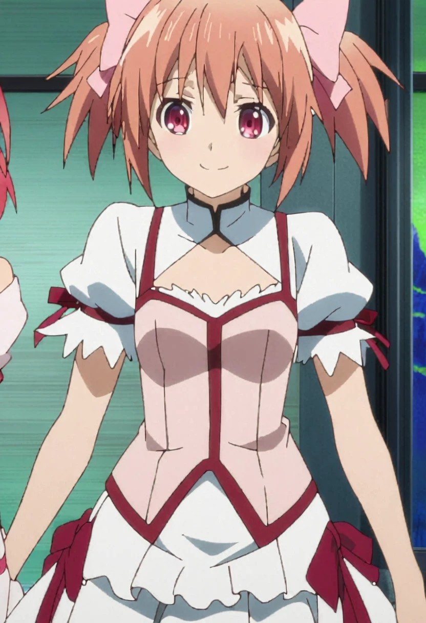 1girl, kaname madoka, mahou shoujo madoka magica, uniform , underwear, smile, anime, anime screencap, anime screen cap,