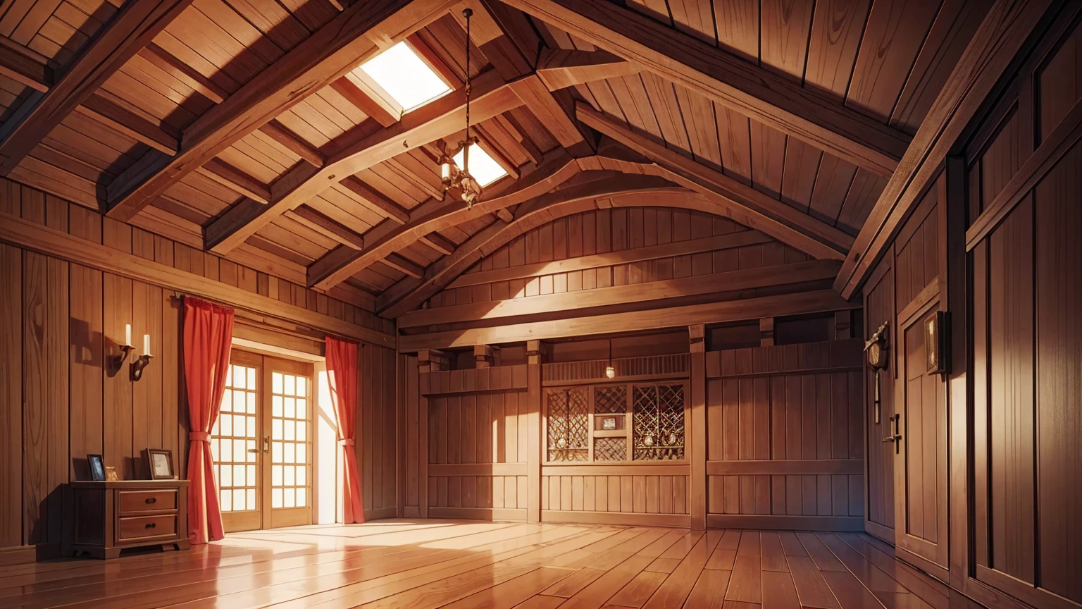 Medieval wooden house indoor background,,masterpiece,game CG,アニメ,Unmanned, No human,background,,,Wooden, indoor, house,