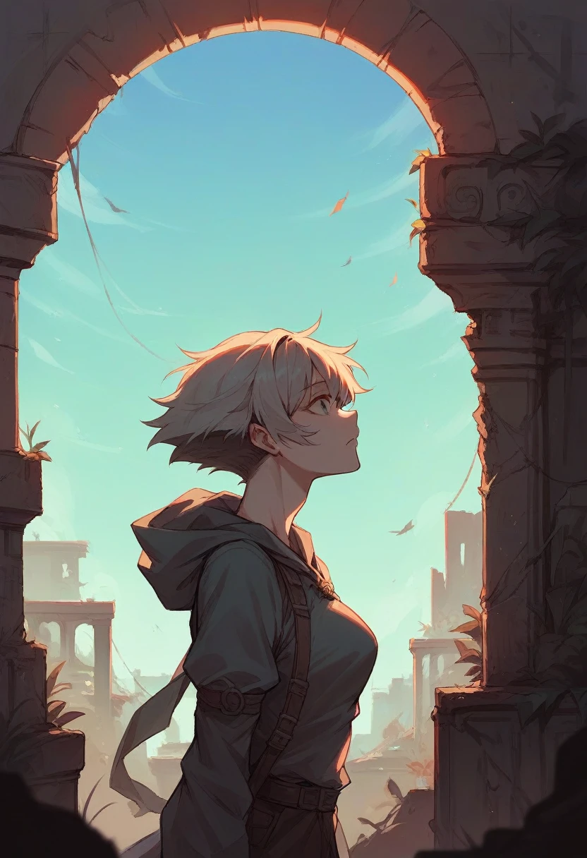 an old city with ruins where there is a large border dome around it you see it from the side