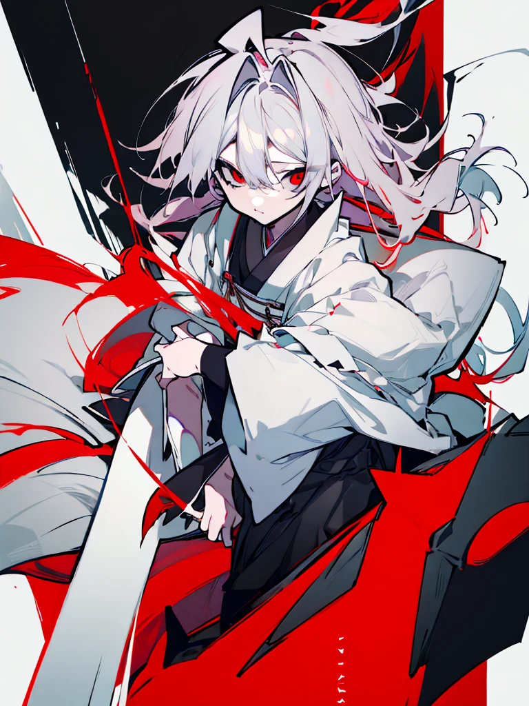 Female anime character with white hair and red eyes sitting on a red and white background, zerochan art, dos arknights, nagito komaeda, ufotable art style, best 4k konachan anime wallpaper, trends on artstation pixiv, Anime main art, digital art on pixiv, zerochan, por Kamagurka, female, female, Kizi, Kizi, , female, Japanese White clothes, Japanese White clothes, Japanese White clothes