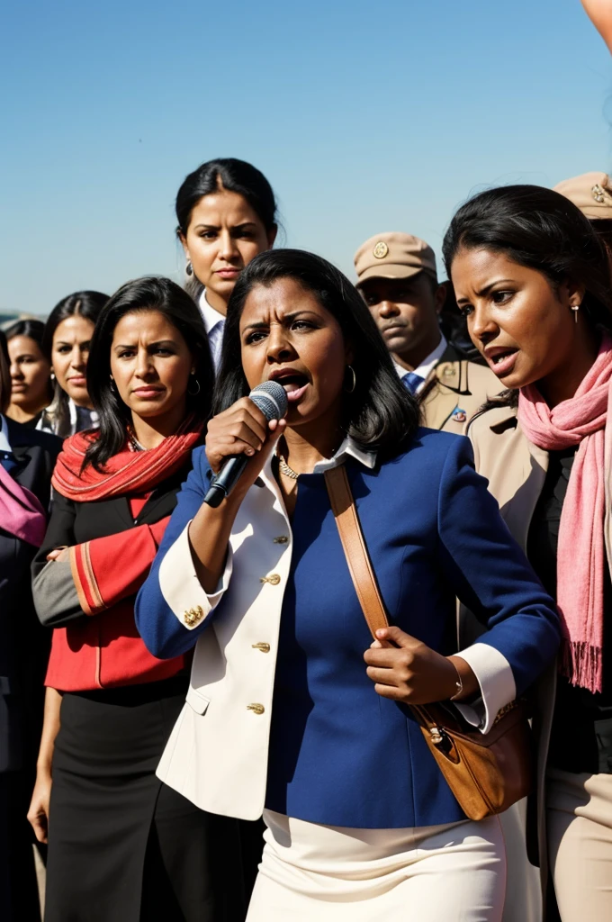 The photo reflects the empowerment of women, highlighting their voice and leadership in all areas of society.
