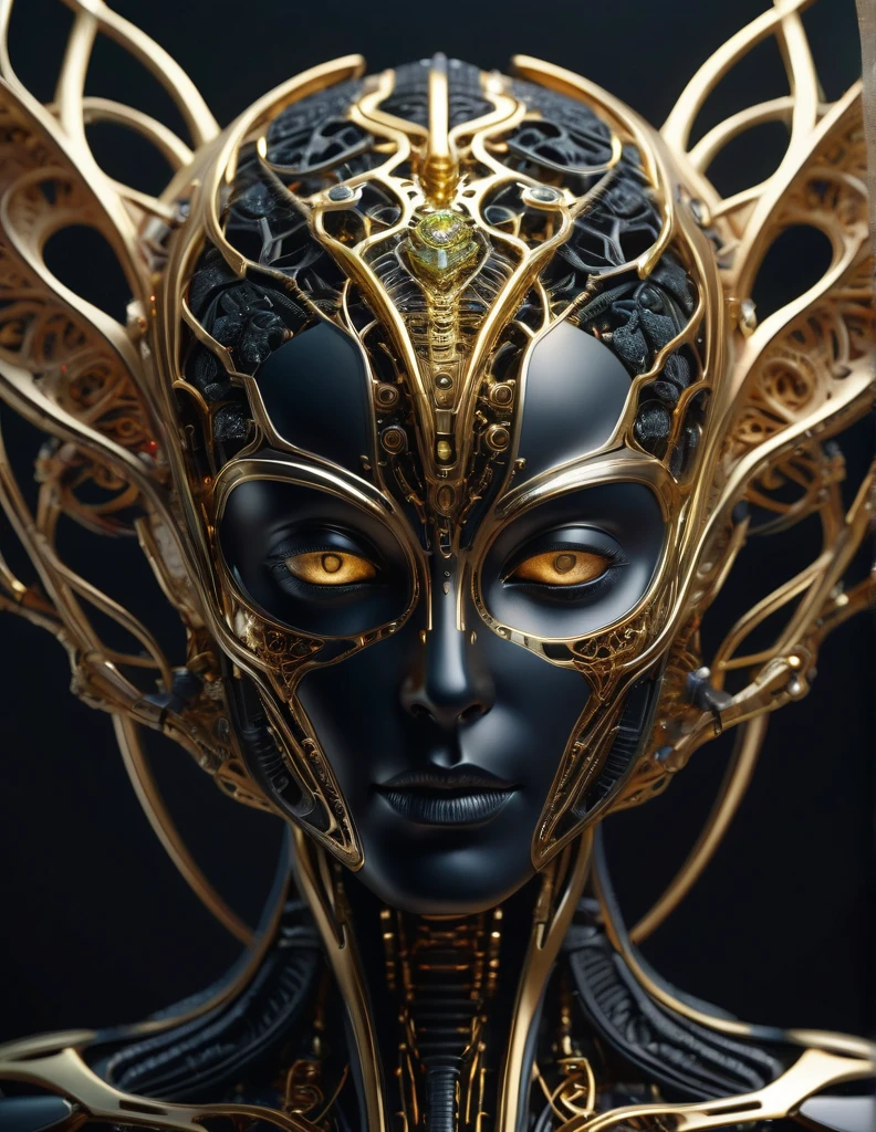 photore，sportrait，Complex 3D rendering of beautiful and charming biomechanical female robot，Has a porcelain finish、simulating、Beautiful natural light、rim-light、1 5 0 mm lens、an aztec warrior、feater、nipple piercing、Aztec tattoo、flor branca、Vanilla leaves and stems、Meandering roots、white blossoms、Fine-leaved lace、steampunc、Silver-gold filigree detailing、alexander mcqueen haute couture、Pearl earrings、Art Nouveau embroidery、Hexagonal network cable、Mandelbro fractal、face muscles、cable wires、micro Chip、ellegance、Beautiful natural light, Studio lights, rim-light, The is very detailed, ultra-realistic realism, Sharp, rendering by octane, HR Giger style, Volumetriclighting, 8 k post production, God floating on fire[The discovery of wormholes leads to a new world|The cursed prince must marry the Void]，[sci-fy：fanciful：0.6]cinmatic lighting，detailedbackground，at centre，Michael Bay style，insane detailed，k hd，concept-art，number art，with dynamism，（The most beautiful art in the world：1.2），（V0id3nergy：1.3）