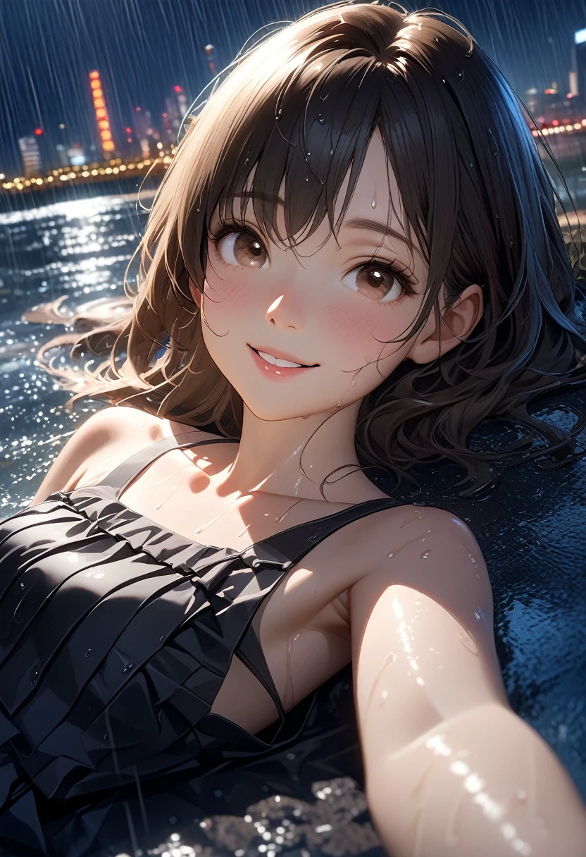 Jumping into the sea, sunny, blue sky, Outdoor, 斬新なデザインのSwimwear, 色とりどりのSwimwear, Polka dot pattern, Floral,(Tabletop.Highest quality).(Cowboy Shot). (Amazingly detailed CG paintings),(Perfect Image)、smile, smile, Comic Strip.shape.One Girl.Detailed face、Perfect Face.Delicate face、Textured skin、Colorful hair colors, Cat ear girl、((Beautiful Blue Eyes)).Delicate and beautiful eyes、The eyes are detailed、Reflective Eyes、Watery eye、smile.(Gazing at the audience:1.3).(My face got a little red:0.8)、8k wallpaper、(((Cowboy Shot)))、reflected light、Attention to detail、Complex、Delicate background、Textured skin、Detailed skin、Swimwear, ((カラフルなSwimwear)), リアリスティックなSwimwear, 質感のあるSwimwear, 超高精細なSwimwear, Realistic swimming pool, Realistic Ocean, Frills, Lace fabric, One Shoulder, カラフルなSwimwear, クリスタルなSwimwear, Lens flare