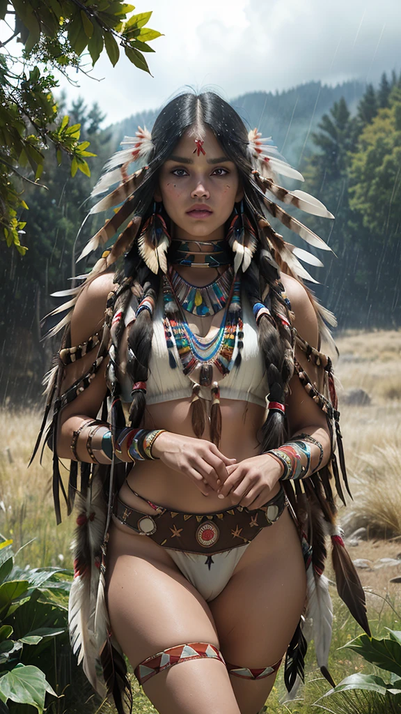 score_9, score_8_above, score_7_above, score_6_above, classification_explicit, 1 girl, ((18 years:1.2)),(The best quality,A high resolution,Ultra - detailed,actual),Native American Ariana Grande,(wild Indian native American:1.4), adult, full lips, big light eyes, light blue eyes, ((by rubio:1)), (cabello ondulado long trenzado nativo indio: 1.2), (female native american:1.4) ,(native indian feathers :1.4), (Face details: 1.5, bright blue eyes, beautiful face, pretty eyes, iris coating, labios Delgados: 1.5, Delgado, pale and sharp eyebrows, long, dark eyelashes, double tabs),(perfect hands detailed : 1.4 ) , (forest background big leaves :1.4), (native american V2.1), (native american:1.4), (fondo desierto casa native american:1.4), (dynamic cowboy pose),(( beautiful american indian warrior:1.4), (beautiful american indian warrior: V2.1)) , (bright colors), (big stones background:1.4 ), (meadow background :1.4), (falling rain cloudy:1.4), (great grassland autumn :1.4), (vestidor native american:1.4), (showing panties:1.4), (realistic V2.1), (perfect anatomy)