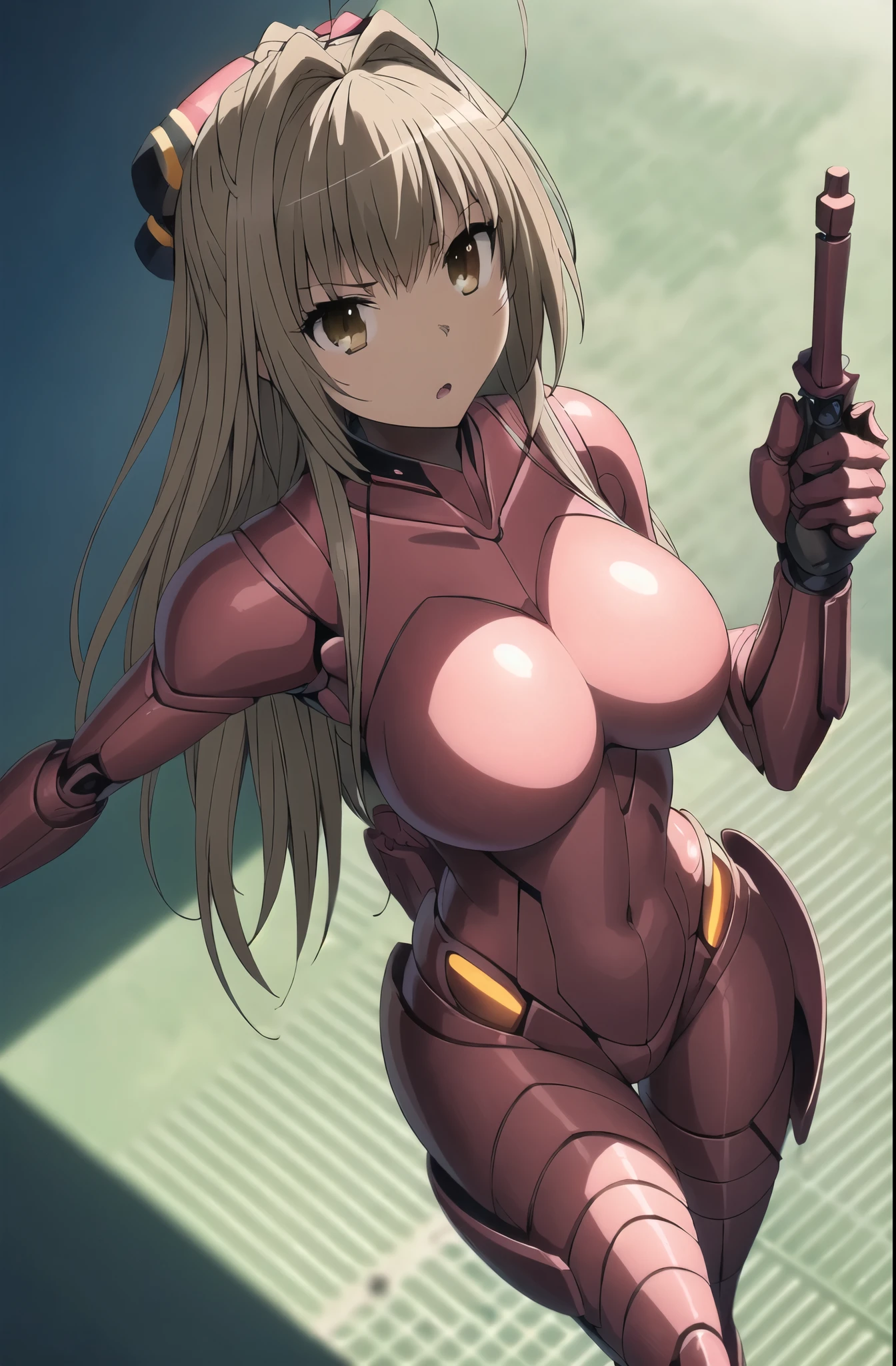  anime with a sword in his hands, biomechanical OPPAI, squid girl woman pink humanoid, zero two, shiny pink armor, cyberpunk oppai, in opal armor, android heroine, slippery pink armor, using a shiny shell, portrait anime girl space cadet, streamlined pink armor, broken beautiful female android!, cyborg merchant girl