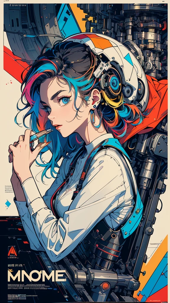 (((masterpiece, highest quality))),(((solo:1.2))),(((1girl:1.2))),32k wallpaper, very detailed, poster, vintage science fiction,(((((geometric cinematic movie poster))))), (bauhaus), shape,(((abstract))),(mid century modern),movie poster,(((((portfolio))))),(((((Close-up))))),(((((bust up))))),((((more various angle)))),(((highlight))),Vast landscape,((((heterochromia)))),(((complete. detailed face))),(((Extremely talented))),(((most complecated machine))),((Overall colorfully))(((text))),(((typography))),(((sentence))),(((Label))),(detailed movie poster),(((((most complicated machine))))),(((genius mechanic))),
