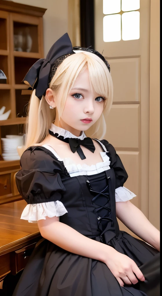 (Tabletop, Highest quality:1.2), 8K, 85mm, Official Art, RAW Photos, Absurd, Platinum Blonde Hair, (blue eyes, Lolita Fashion, Sweet Lolita, Gothic, dress:1.2), Idol&#39;s face, Upper Body, beautiful girl, Gardeniass, Copenhagen, Short sleeve, grace, Sophisticated, Gardenia, View your viewers, Film Grain, chromatic aberration, Sharp focus, Face Light, Dynamic Lighting, Cinema Lighting, Detailed face, Bokeh Background