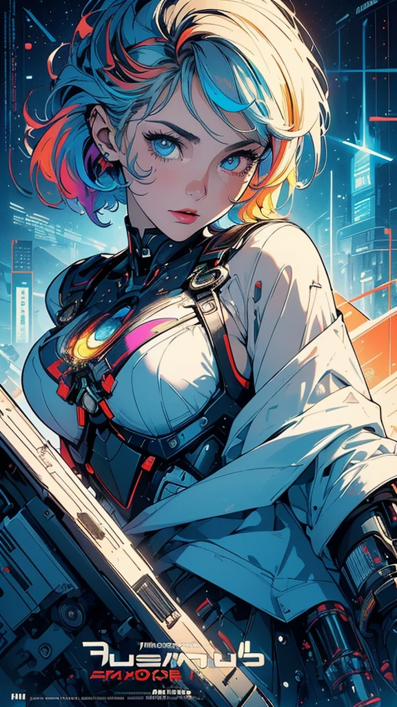 Ass, , bubble butt, bouncy ass, (back ass view:1.4),(Intense Colors:1.5),Close up, Game cover art, 4K, incredible art, Best quality, gigantic breast,masterpiece, (Milf:1.2),(curvy:1.3),(erected tits:1.4), (juicy cameltoe:1.3),30yo,large boobs, (masterpiece), (realistic), (best quality), (ultra-detailed), amazing,A female cyborg detective in a dystopian future, dressed in a leather trench coat, with a cybernetic eye and a gun in her holster, surrounded by a neon-lit cityscape in the background.