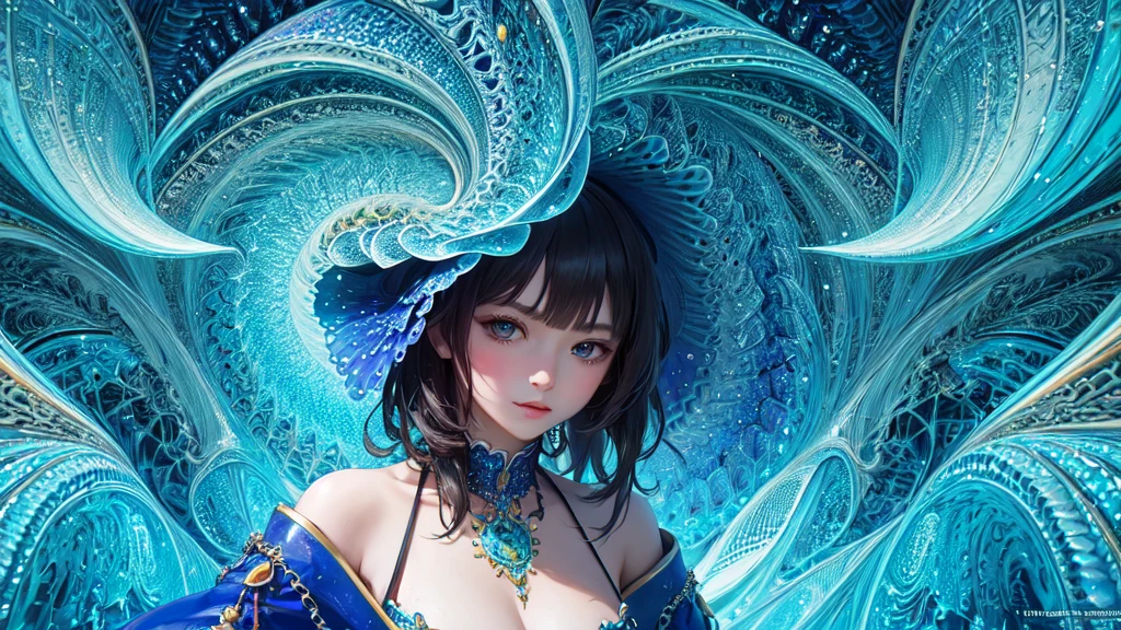 High quality, beauty girl, 1girl, yelan, genshin impact, underwater, water drop,