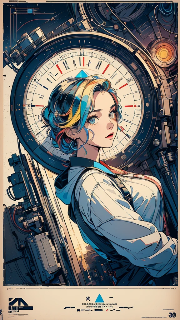 (((masterpiece, highest quality))),(((solo:1.2))),(((1girl:1.2))),32k wallpaper, very detailed, poster, vintage science fiction,(((((geometric cinematic movie poster))))), (bauhaus), shape,(((abstract))),(mid century modern),movie poster,(((((portfolio))))),(((((Close-up))))),(((((bust up))))),((((more various angle)))),(((highlight))),Vast landscape,((((heterochromia)))),(((complete. detailed face))),(((Extremely talented))),(((most complecated machine))),((Overall colorfully))(((text))),(((typography))),(((sentence))),(((Label))),(detailed movie poster),(((((most complicated machine))))),(((genius mechanic))),