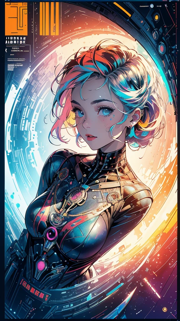 infp young woman, Beautiful big breasts:1.8, Front opening shirt, Body painting with pop designs drawn directly all over the body, heart shapes, Pop Art Design, Cutting-edge fashion, Innovative, The center of attention, tokyo prefecture, newyork, Special art design, pubick hair, cameltoe details, -motto, Background of the novel,
