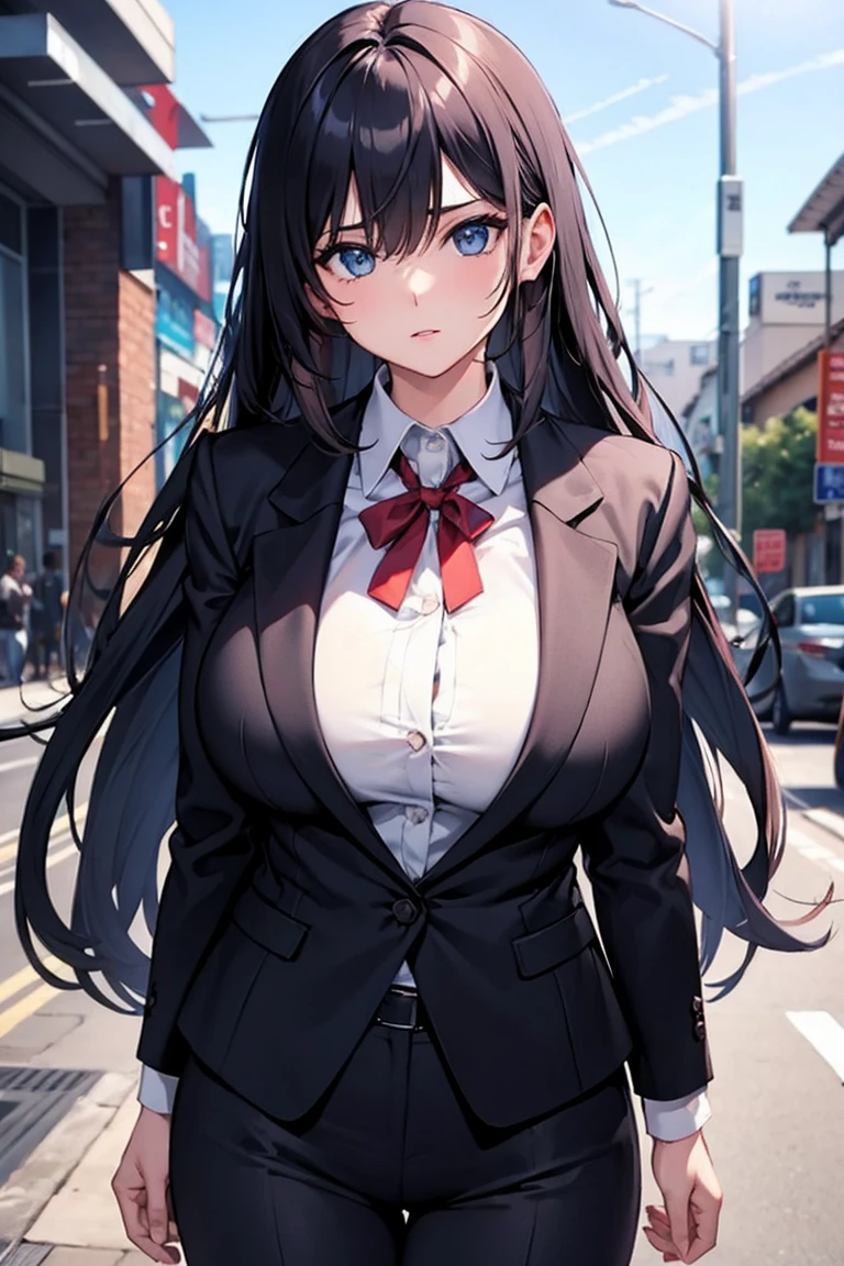 Cool girl high resolution Big Breasts Men's suits Expose Long Hair