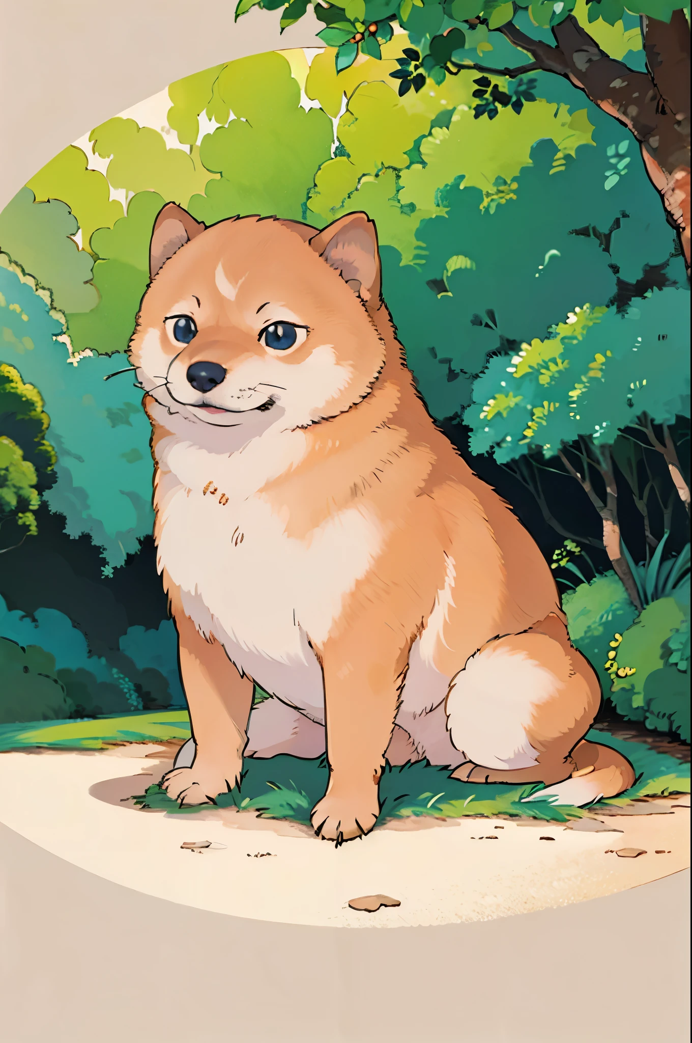 (masterpiece:1.2, Highest quality),(Very detailed),(((Anime Style))),8K,wallpaper,Shiba Inu character,(((Ghibli style))),(cheems)