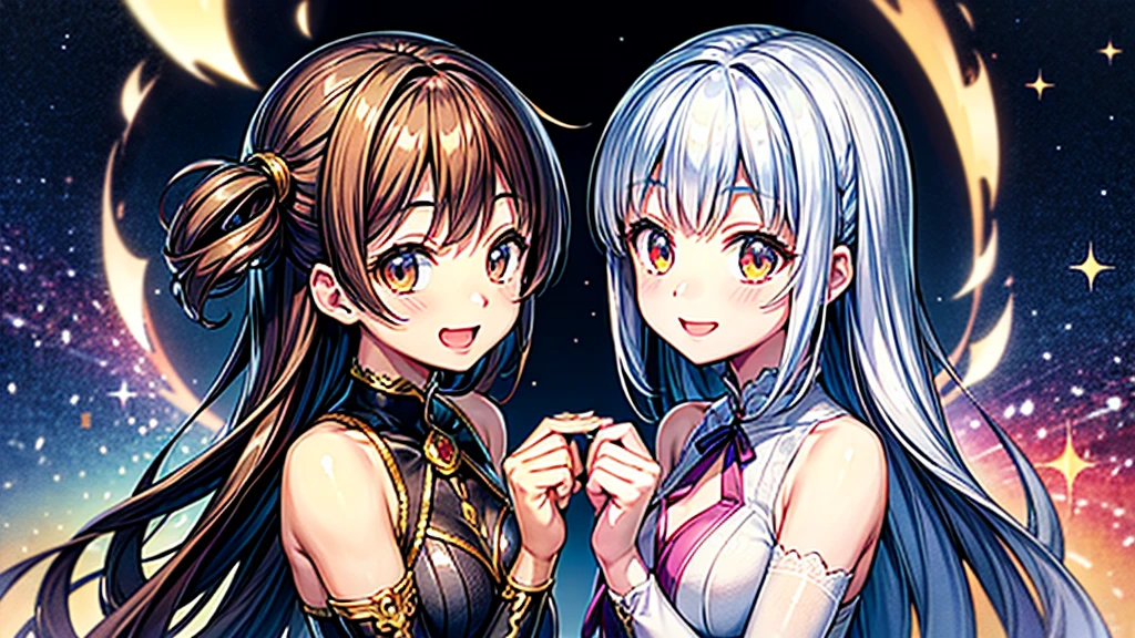 1mother、1son,(((Parent and 、Highest quality、Masterpiece、Official Art、The best dynamic composition)))、(detailed)、Anime Style、小さなとお母さんがお互いの顔を見ながらsmileで幸せそうにダイニングで食事している、smile、Sparkling、Heartwarming、