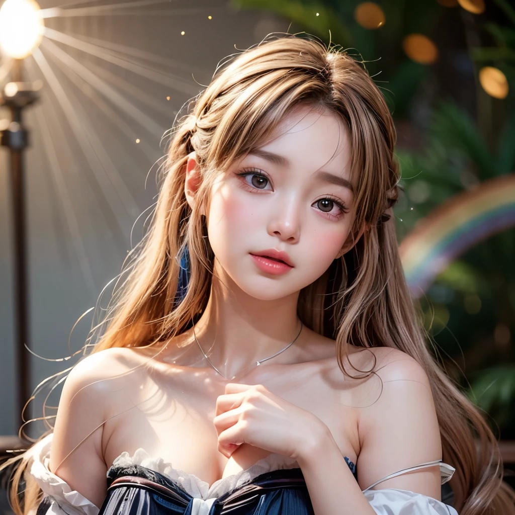 NSFW, 8k, High-level, absurd, masterpiece, best quality, primitive, very detailed CG, very detailed wallpaper, perfect lighting, Extremely detailed (((The personifying " メリダ " as a  Girl))), MysticSight, Tyndall effect, Tyndall scattering, Studio gray background with (many Dazzling RainbowColor particles BokeH:1.28), (RoundlyButts, ThighGap), (Exposed:0.4), (Assfocus with looking ahead), BREAK (NOGIZAKA face variations) Extremely Detailed very KAWAII face variations, perfect anatomy, Childish, captivating gaze, elaborate detailed Eyes with (sparkling highlights:1.28), long eyelashes、Glossy RED Lips with beautiful details, Coquettish tongue, Rosy cheeks, Radiant PearlSkin with clear transparency . { (Dynamic LifeLike expressions:1.4) | :d) }, (large eyes:-1) .