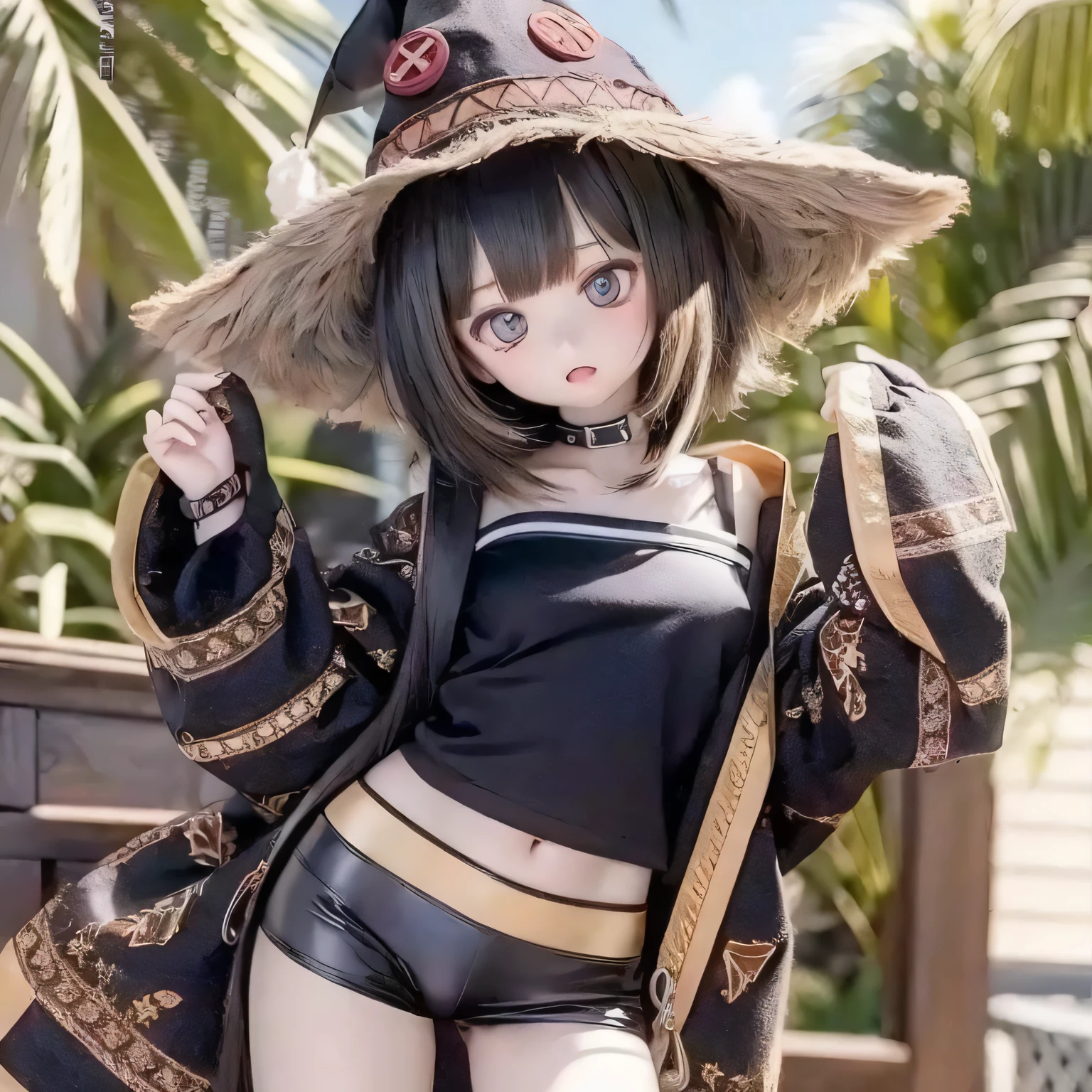 ちび Contrapposto Big Hat Flat Chest Megumin Girl Photorealistic、ちび、ミニ